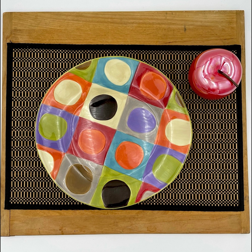 Pier 1 Urban Dot Plate, Hand-painted Earthenware